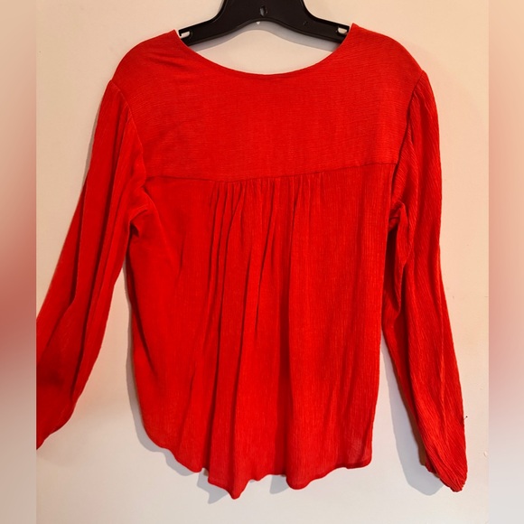 ❤️ Gorgeous Free People Red Long Sleeve Blouse Small - Picture 6 of 9